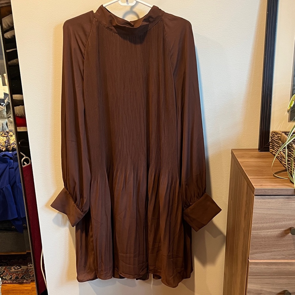 H&M Chocolate Brown Long Sleeve Dress